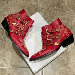 Iconic Chloe Susana ankle boots size 38.5 in the original red release